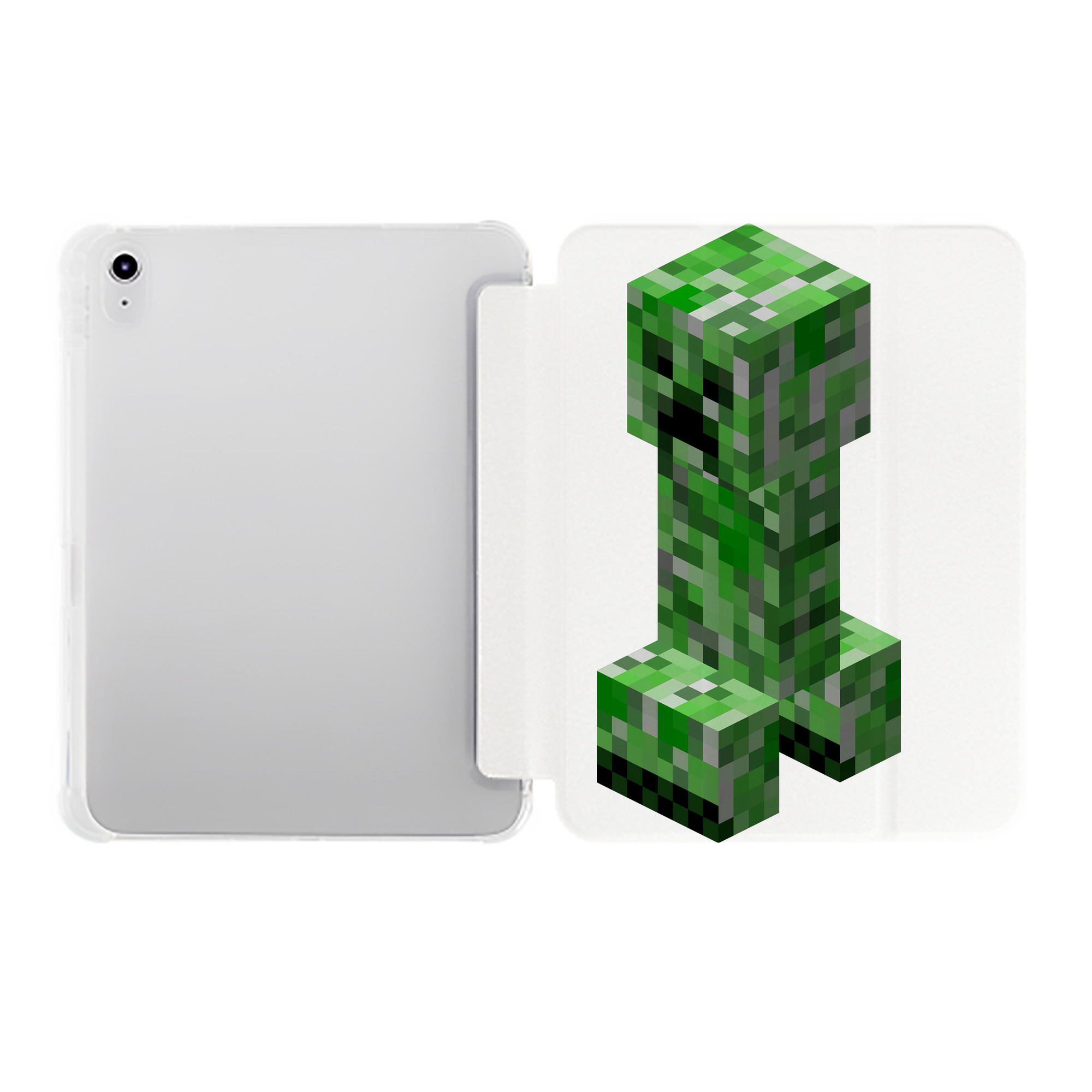 （画像用） マインクラフト ブロックの世界 Minecraft MC Block world IPad ケース ペン収納付き 三つ折りスタンド PUレザー×シリコン 対応機種9.5/10.5/10.9インチ